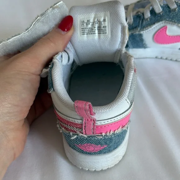 Air Jordan Denim and Pink Sneakers - Picture 3 of 5